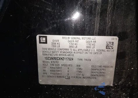 2017 Chevrolet Silverado 1500 1Lt z USA, uszkodzony, nr VIN 1GCVKRECXHZ117924